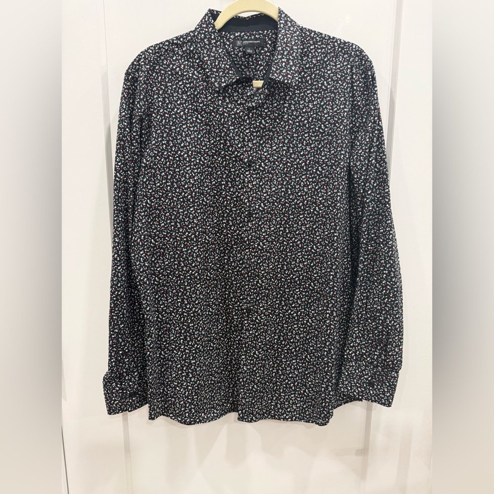 I.N.C International Concepts Men’s Black with Micro Floral Print Shirt. Large